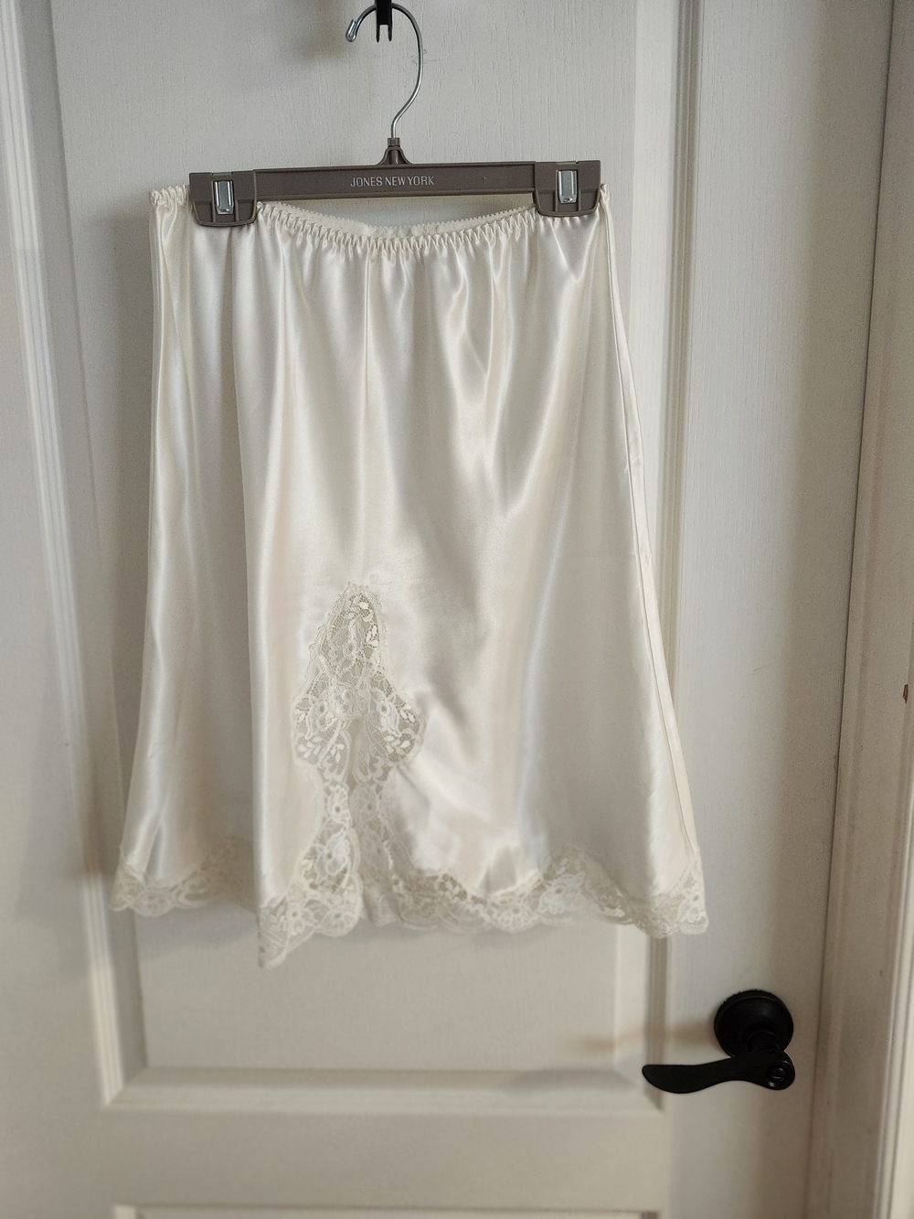 Silky Lace-Trim Half Slip - White